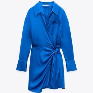 Zara Cobalt Blue Wrap Dress / Shirt Dress